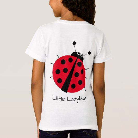 小さなLadybugかわいい漫画のおもしろい赤いガーリー子供 Tシャツ (裏面)