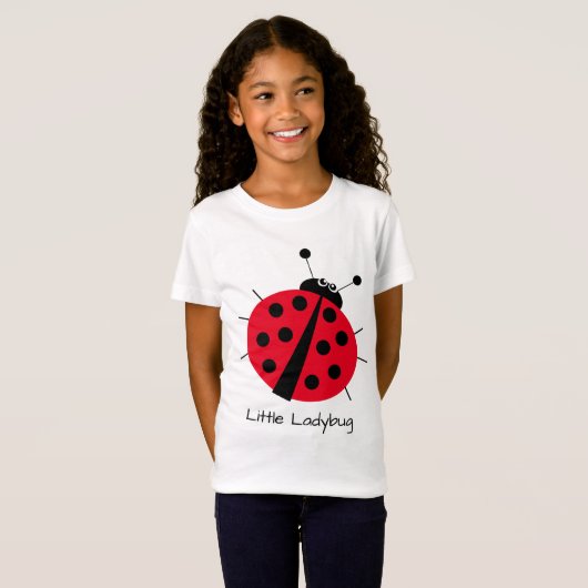 小さなLadybugかわいい漫画のおもしろい赤いガーリー子供 Tシャツ (正面フル)