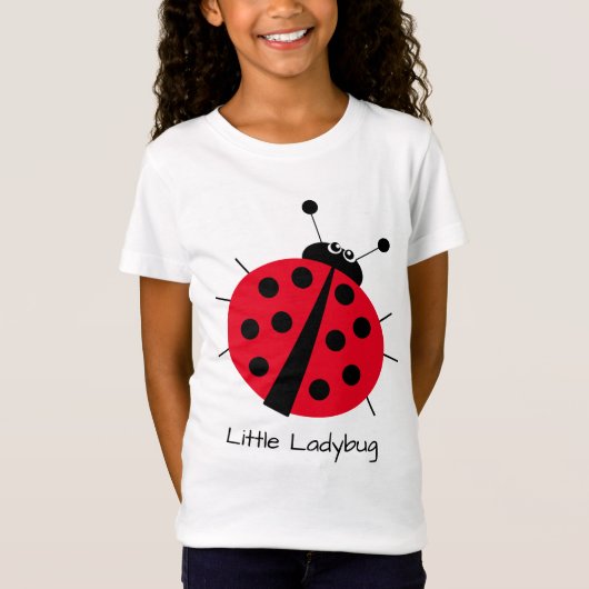 小さなLadybugかわいい漫画のおもしろい赤いガーリー子供 Tシャツ (正面)