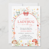 小さなLadybugワイルドフラワーガーデンベイビーシャワー 招待状 (正面)