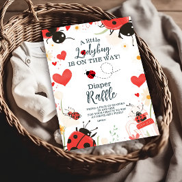 小さなLadybug女の子の赤ちゃんシャワーおむつラッフル エンクロージャーカード