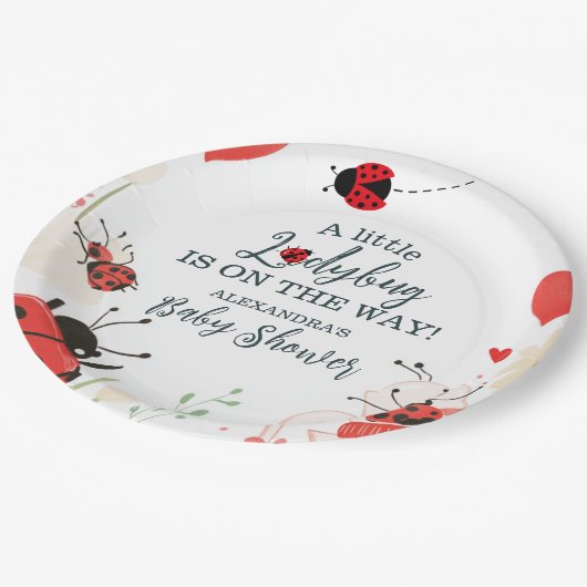 小さなLadybug女の子の赤ちゃんシャワー ペーパープレート (アングル)