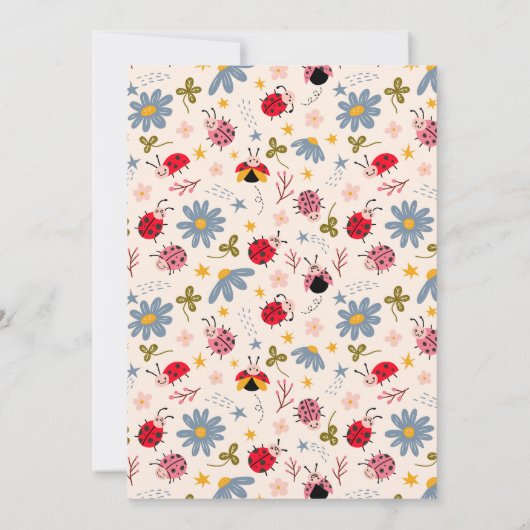 小さなLadybug女の子の赤ちゃんシャワー 招待状 (裏面)