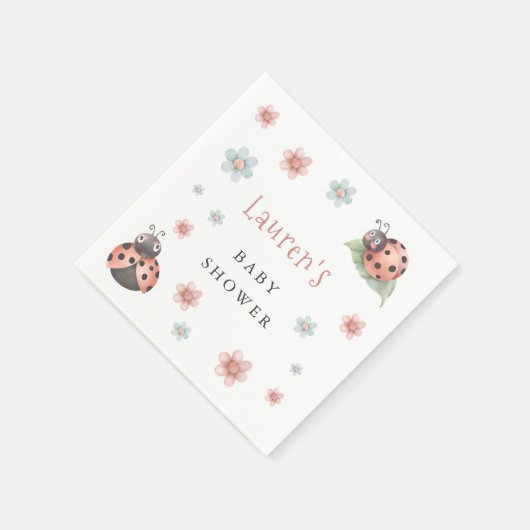 小さなLadybug虫の女の子赤ちゃんシャワー スタンダードカクテルナプキン (角)
