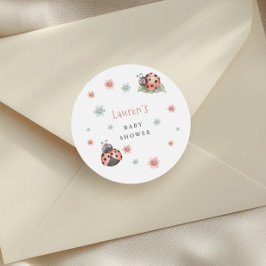 小さなLadybug虫の女の子赤ちゃんシャワー ラウンドシール