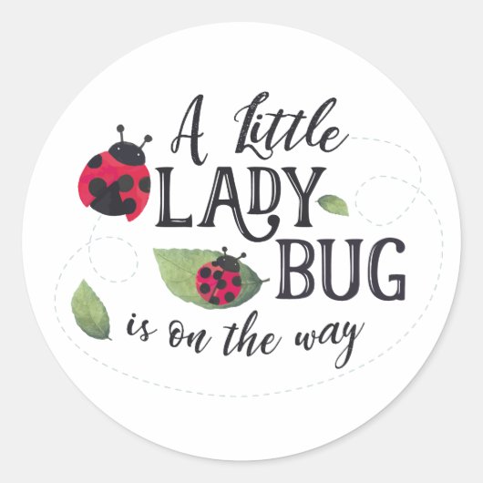 小さなLadybug赤ちゃんシャワーステッカー ラウンドシール (正面)