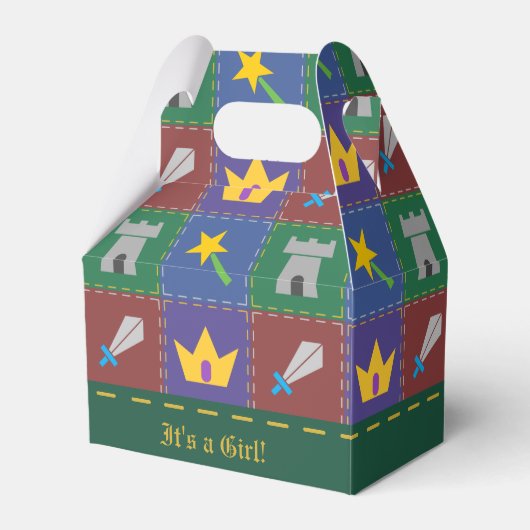 小さめのファンタジー掛け布団の赤ちゃんシャワーお願い箱 フェイバーボックス (正面サイド)