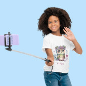 小さグラデーションいフクロウの水色 Tシャツ