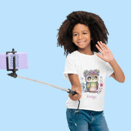 小さグラデーションいフクロウの水色 Tシャツ