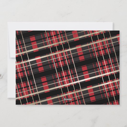 小さメリーいクリスマスカード赤い格子フェイク箔 シーズンカード (裏面)