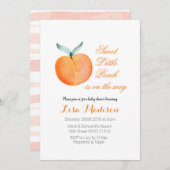 小さモダンな桃がベビーシャワーの途中 招待状 (正面/裏面)
