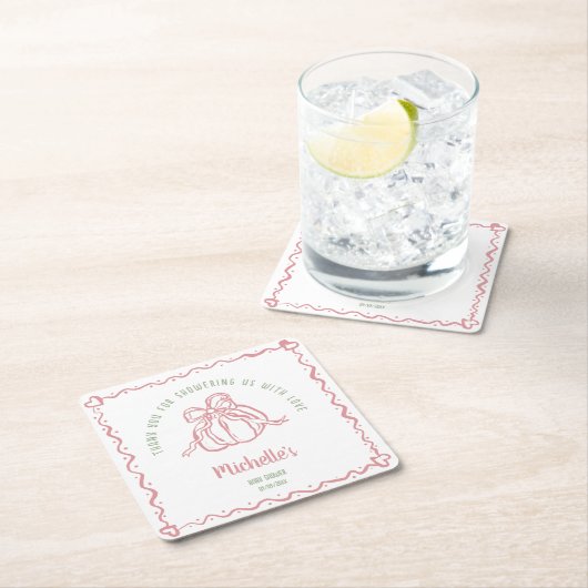 小さユニークなパンプキンありがとう赤ちゃんシャワー スクエアペーパーコースター (インサイチュ)