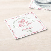 小さユニークなパンプキンありがとう赤ちゃんシャワー スクエアペーパーコースター (アングル)