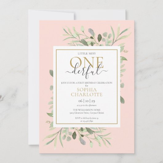 小さ恋しく思い1ダーフルピンクの女の子の誕生日写真 招待状 (正面)