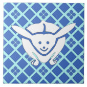 小さ日本のなうさぎ、青 タイル (正面)