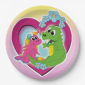 小さ最高のな友達-一角獣と竜 ペーパープレート (正面)