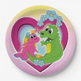 小さ最高のな友達-一角獣と竜 ペーパープレート