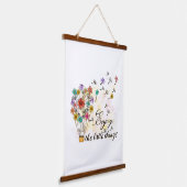 小さ楽しむいこと花モチベーション・インスピレーション 吊り下げ型タペストリー (傾斜あり)