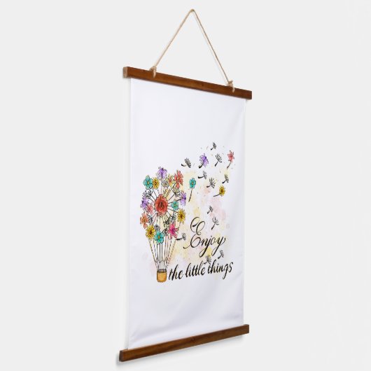 小さ楽しむいこと花モチベーション・インスピレーション 吊り下げ型タペストリー (傾斜あり)
