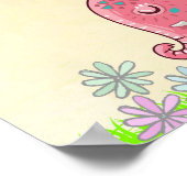 小さ楽しむい事ピンク象の花の香り ポスター (角)