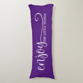 小さ楽しむい物引用文紫ホワイト ボディピロー (正面縦)