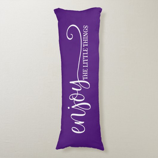 小さ楽しむい物引用文紫ホワイト ボディピロー (正面縦)
