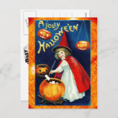 小すてきさな魔女からのハロウィーン シーズンポストカード (正面/裏面)