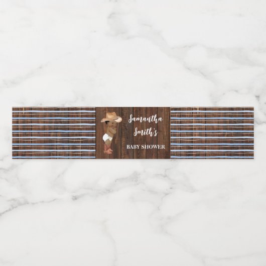 小アフリカ系アメリカ人カウボーイウェスタン赤ちゃんシャワー ペットボトルラベル (シングルラベル)