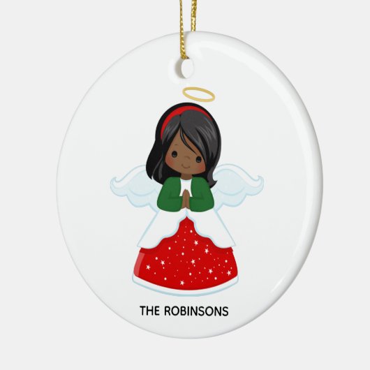 小アフリカ系アメリカ人少女クリスマスエンジェル セラミックオーナメント (左)