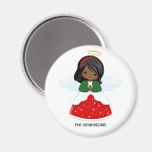 小アフリカ系アメリカ人少女クリスマスエンジェル マグネット (正面/裏面)