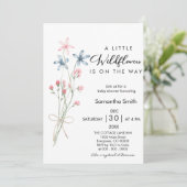 小エレガントさな野花少女の赤ちゃんシャワー 招待状 (スタンド正面)