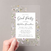 小エレガントさな野草卒業パーティー アクリル招待状 (インサイチュ (ポータブル))