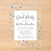 小エレガントさな野草卒業パーティー アクリル招待状 (正面)