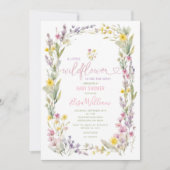 小エレガントカラフルさな野草の赤ちゃんシャワー 招待状 (正面)