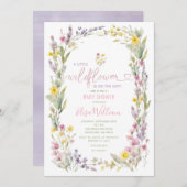 小エレガントカラフルさな野草の赤ちゃんシャワー 招待状 (正面/裏面)