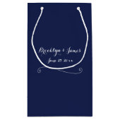 小エレガントネイビーブルー結婚ズ抱き枕 スモールペーパーバッグ (裏面)