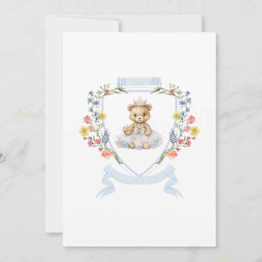 小エレガントプリンセスベア赤王室のちゃんシャワー 招待状 (裏面)