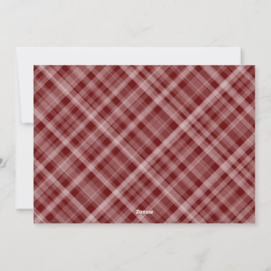 小エレガントメリーさなクリスマスツリーは暗い赤をplaid シーズンカード (裏面)