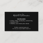 小エレガント事業主の両面白黒 名刺 (裏面)