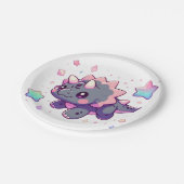 小エレガント恐竜の赤ちゃんシャワー ペーパープレート (アングル)