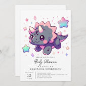 小エレガント恐竜の赤ちゃんシャワー 招待状 (正面/裏面)