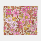 小エレガント手花柄 フリースブランケット (正面(横))