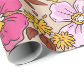 小エレガント手花柄 ラッピングペーパー (ロールコーナー)