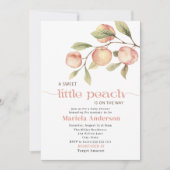 小エレガント桃の水色の赤ちゃんシャワー 招待状 (正面)