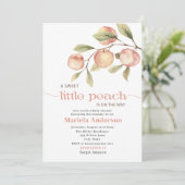 小エレガント桃の水色の赤ちゃんシャワー 招待状 (スタンド正面)