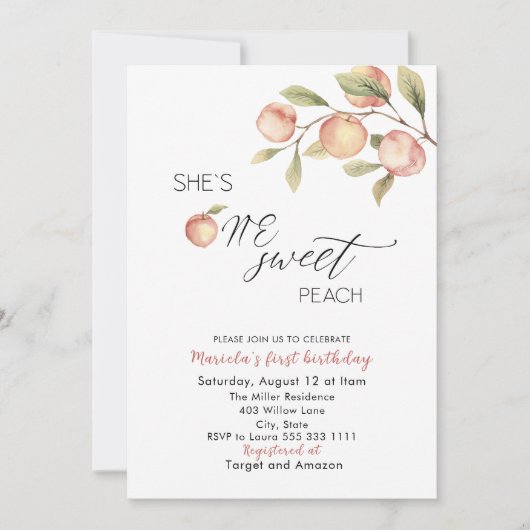 小エレガント桃の水色の赤ちゃんシャワー 招待状 (正面)