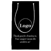 小エレガント業用ロゴブラックショッピングバッグ スモールペーパーバッグ (正面)