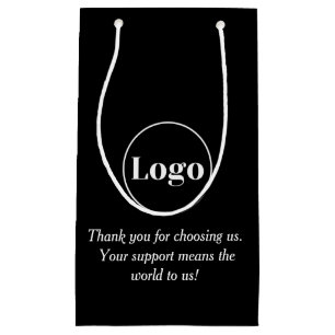 小エレガント業用ロゴブラックショッピングバッグ スモールペーパーバッグ