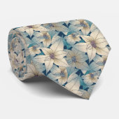 小エレガント白い花フローラ花束パターン ネクタイ (ロール)