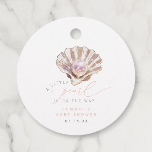 小エレガント真珠が赤ちゃんシャワーの途中にある フェイバータグ (裏面)